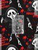 Gothic Skulls Ghost Paint Splatter Letters Sun Moon Print Button Down Shirt For Men -  