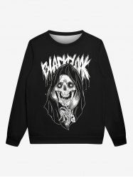 Gothic Skull Wizard Letters Print Pullover Long Sleeves Sweatshirt For Men -  