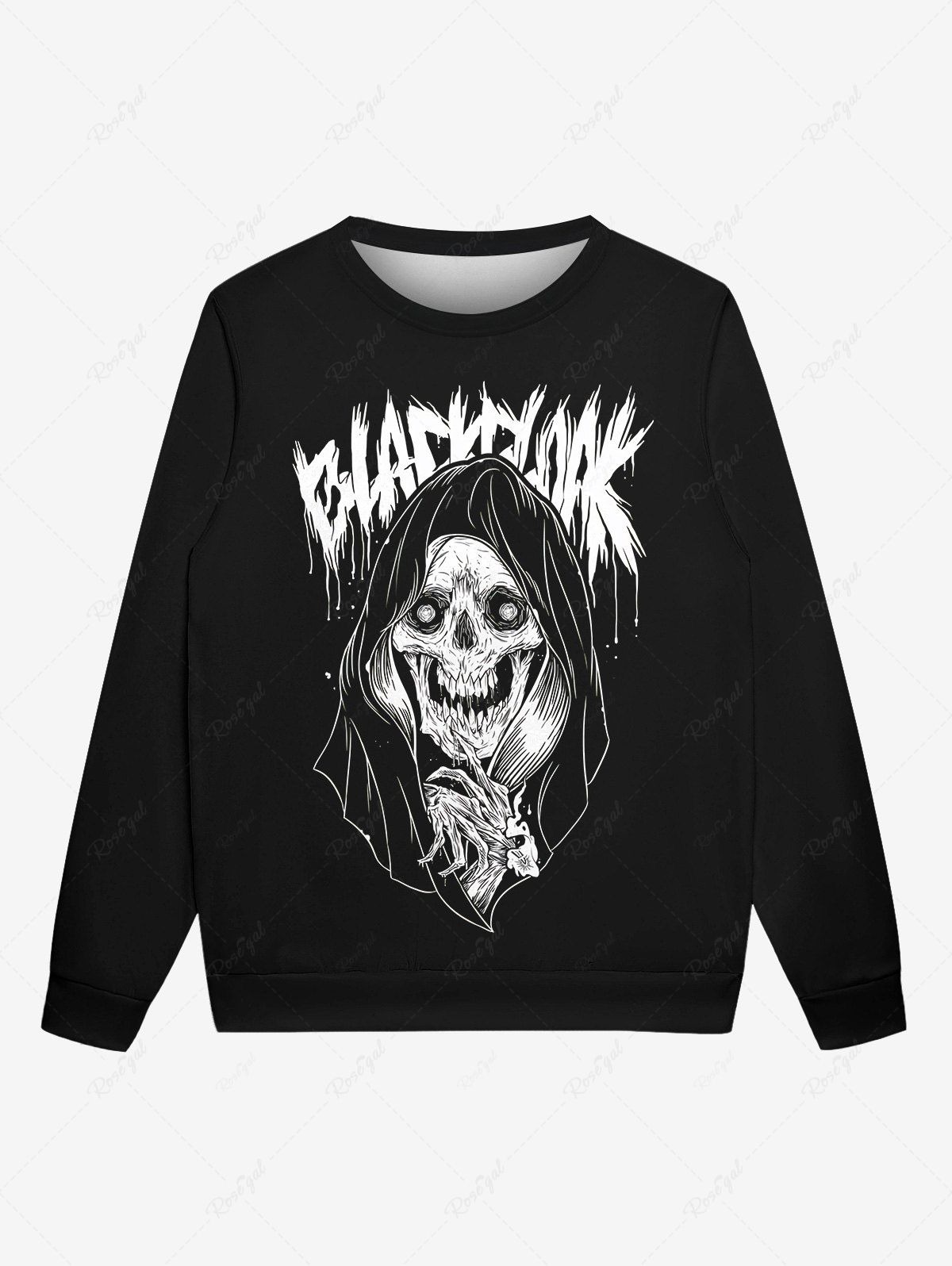 Cheap Gothic Skull Wizard Letters Print Pullover Long Sleeves Sweatshirt For Men  
