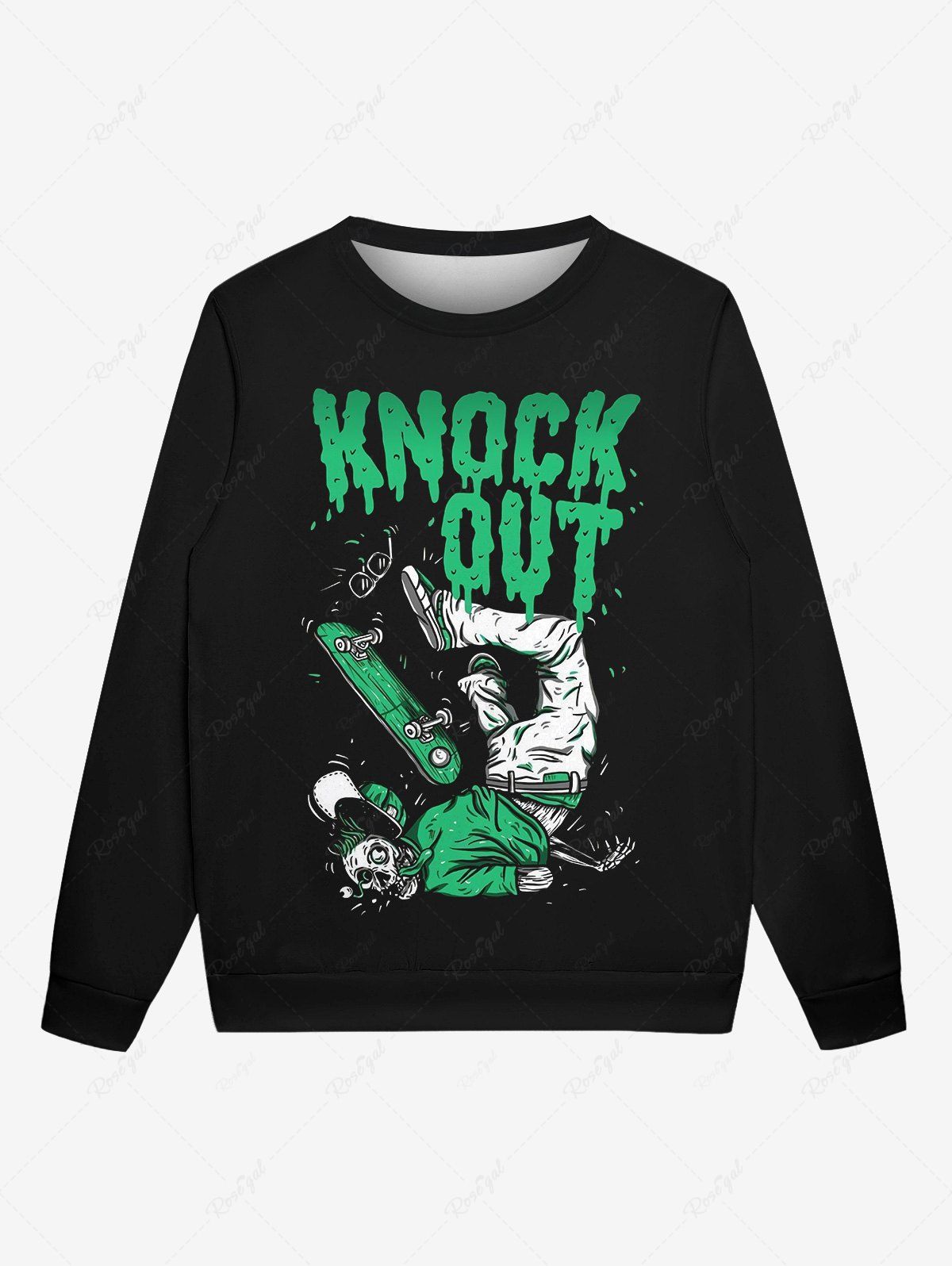 Outfits Gothic Skull Man Skateboard Letters Print Pullover Long Sleeves Sweatshirt For Men  