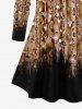 Plus Size Glitter Sparkling Sequins Water Drop Print Ombre Long Sleeves T-shirt -  