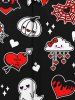 Chemise Gothique Imprimé Nuage en Forme de Cœur Fantôme et Citrouille pour Saint-Valentin - Noir M