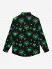 Gothic Heart Leaf Print Button Down Shirt For Men -  