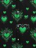 Gothic Heart Leaf Print Button Down Shirt For Men -  