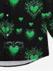 Gothic Heart Leaf Print Button Down Shirt For Men -  