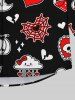 Chemise Gothique Imprimé Nuage en Forme de Cœur Fantôme et Citrouille pour Saint-Valentin - Noir 5XL