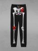 Pantalon de Jogging Déchiré Gothique Imprimé Squelette Cœur à Cordon pour Homme - Noir M