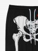 Pantalon de Jogging Déchiré Gothique Imprimé Squelette Cœur à Cordon pour Homme - Noir M