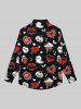 Gothic Valentine's Day Skulls Ghost Heart Cloud Star Bat Pumpkin Print Button Down Shirt For Men -  