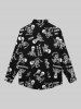 Chemise avec Boutons à Imprimé Squelettes à la Main Style Gothique pour Hommes - Noir 8XL