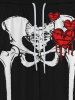 Pantalon de Jogging Déchiré Gothique Imprimé Squelette Cœur à Cordon pour Homme - Noir 4XL