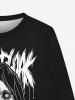 Sweat-shirt Gothique Imprimé Lettre et Crâne à Manches Longues pour Homme - Noir XL