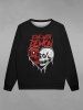 Gothic Skulls Heart Letters Print Valentines Pullover Long Sleeves Sweatshirt For Men -  