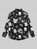Chemise Boutonnée Gothique Toile D'Araignée Etoile Lune Chat Crâne Imprimés pour Homme - Noir M