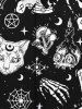 Gothic Galaxy Moon Star Spider Web Skulls Candle Flame Cat Print Button Down Shirt For Men -  