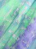 Plus Size Flutter Sleeves Colorful Colorblock Tie Dye Silver Stamping Frilled Textured Glitter Buckle Chain 2 in 1 Top -  