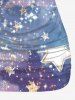 Plus Size Ombre Colorblock Galaxy Stars Sparkling Sequin Glitter 3D Print Ruched Plunge Neckline 2 In 1 T-shirt -  