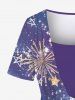 Plus Size Ombre Colorblock Galaxy Stars Sparkling Sequin Glitter 3D Print Ruched Plunge Neckline 2 In 1 T-shirt -  
