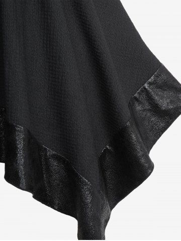 Plus Size Grommets Lace Up PU Leather Patchwork Asymmetrical Tank Top