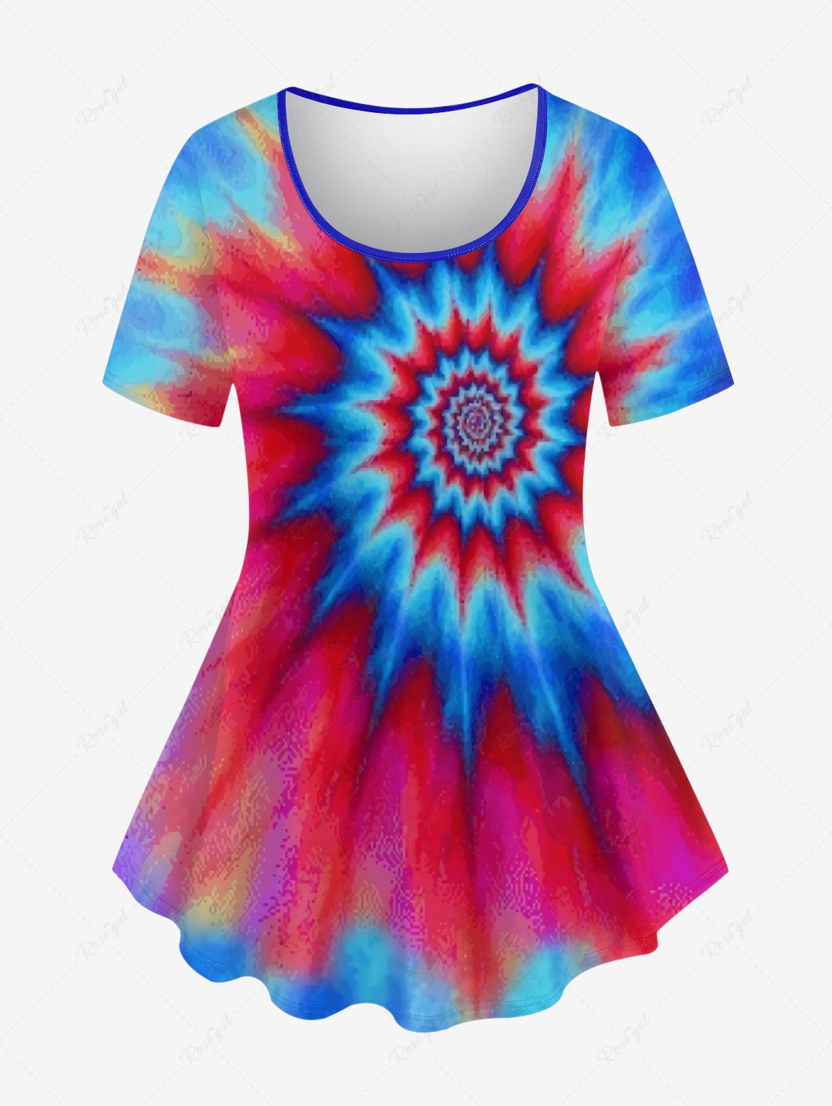 Chic Plus Size Spiral Tie Dye Print T-shirt  