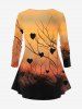 Plus Size Tree Branch Heart Print Valentines Ombre Long Sleeves T-shirt -  