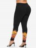Plus Size Tree Branch Heart Print Valentines Ombre Skinny Leggings -  