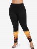 Plus Size Tree Branch Heart Print Valentines Ombre Skinny Leggings -  