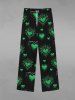Gothic Valentine's Day Heart Plant Print Wide Leg Drawstring Sweatpants For Men -  
