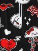 Gothic Valentine's Day Arrow Heart Spider Web Cloud Pumpkin Print Wide Leg Drawstring Sweatpants For Men -  