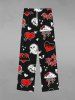 Gothic Valentine's Day Arrow Heart Spider Web Cloud Pumpkin Print Wide Leg Drawstring Sweatpants For Men -  
