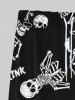 Pantalon de Survêtement à Cordon de Serrage à Imprimé Squelette Boisson Style Gothique pour Homme - Noir 8XL