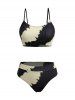 Tie Dye U Neck Padded Adjustable Strap Bikini Suit -  