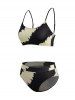 Tie Dye U Neck Padded Adjustable Strap Bikini Suit -  