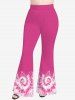Plus Size Spiral Tie Dye Print Flare Pants -  