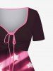 Robe Ligne A Etoile Brillante Imprimée de Grande Taille à Paillettes - Rose clair 6X