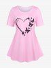 Plus Size Butterfly Heart Stars Print Shorts Pajama Set -  