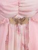 Haut Fleuri Papillon Bouclé en Dentelle à Ourlet en Maille de Grande Taille à Volants - Rose clair M | US 10