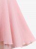 Haut Fleuri Papillon Bouclé en Dentelle à Ourlet en Maille de Grande Taille à Volants - Rose clair M | US 10