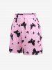 Plus Size Butterfly Heart Stars Print Shorts Pajama Set -  