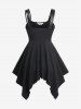 Débardeur Asymétrique Jointif en Cuir PU Grande Taille à Lacets avec Œillet - Noir 1X | US 14-16