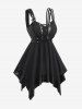 Débardeur Asymétrique Jointif en Cuir PU Grande Taille à Lacets avec Œillet - Noir 1X | US 14-16