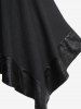 Débardeur Asymétrique Jointif en Cuir PU Grande Taille à Lacets avec Œillet - Noir 1X | US 14-16