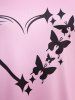 Plus Size Butterfly Heart Stars Print Shorts Pajama Set - Rose clair 4X | US 26-28