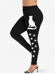 Plus Size Cat Paw Print Leggings -  