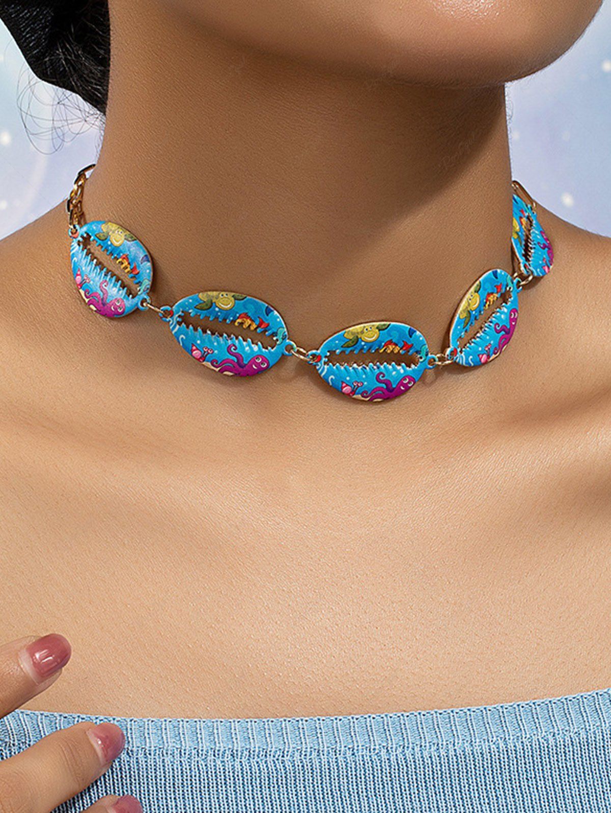 Outfit Cute Fashion Octopus Turtle Fish Graphic Printed Shell Choker Necklace  