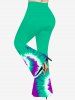 Plus Size Colorblock Spiral Tie Dye Print Flare Pants -  