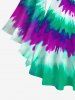 Plus Size Colorblock Spiral Tie Dye Print Lattice Crisscross Flare Sleeve Top -  