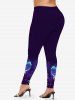Plus Size Valentine's Day Heart Glitter 3D Print Leggings -  