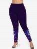 Plus Size Valentine's Day Heart Glitter 3D Print Leggings -  