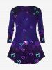 Plus Size Valentine's Day Heart Glitter 3D Print Long Sleeve T-shirt -  